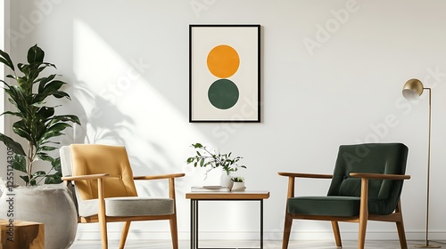 Modern living room interior with art print photo