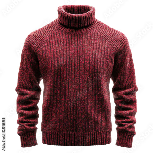 A cozy, ribbed maroon turtleneck sweater designed for warmth and style, perfect for chilly weather.