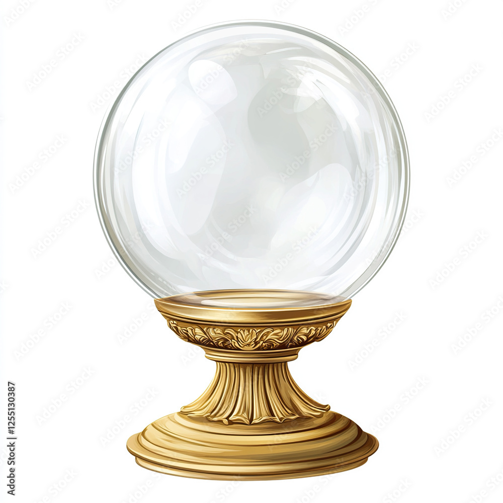 Crystal Ball on Ornate Gold Stand Crystal Ball on Ornate Gold Stand