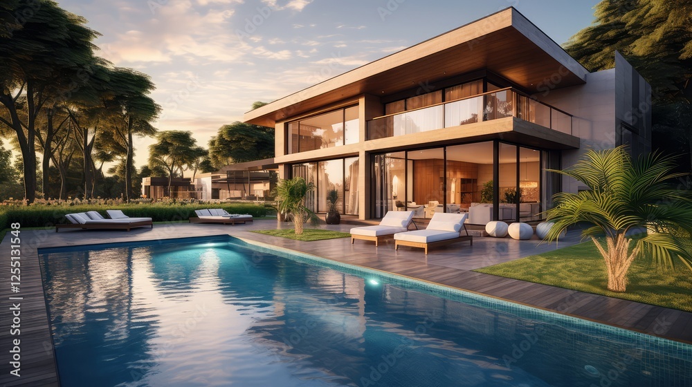 Fototapeta premium oasis house swimming pool