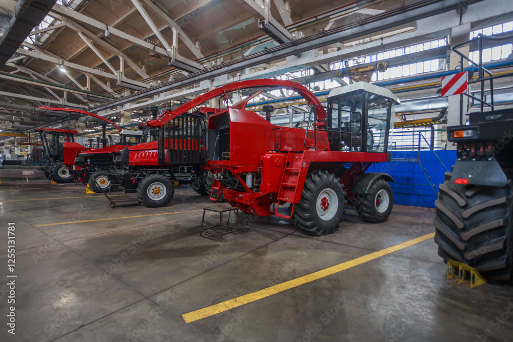 Fototapeta premium Workshop of a plant producing agricultural machinery.