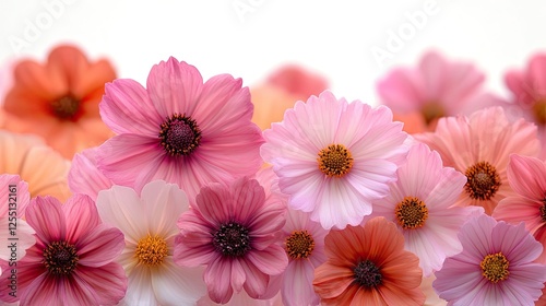 Delicate Pink and Peach Cosmos Blossoms Background photo