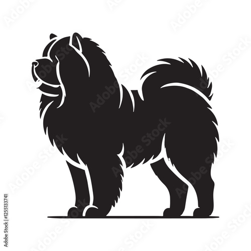 Stylish Chow Chow silhouette with a smooth, bold shape - Chow Chow illustration - minimal Chow Chow vector - dog silhouette
