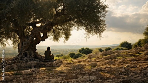 medittion sitting under a tree photo