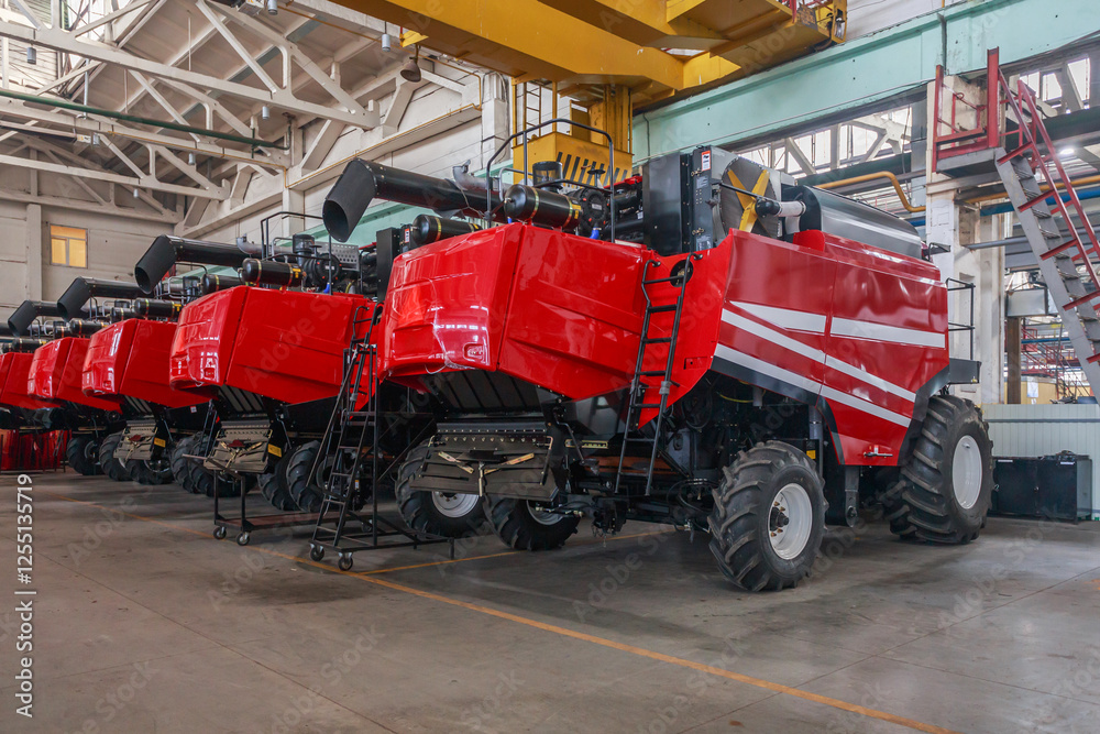 Workshop of a plant producing agricultural machinery. Workshop of a plant producing agricultural machinery.