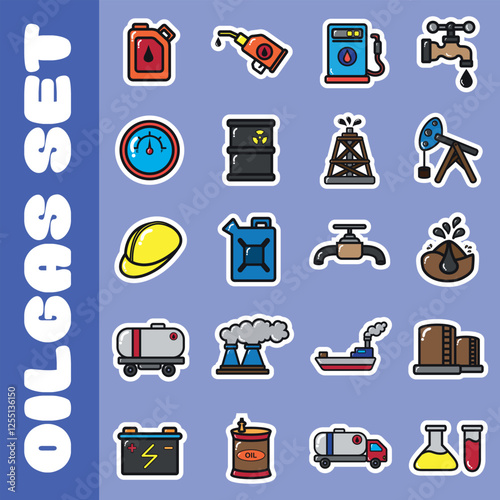 Oil and gas stickers set