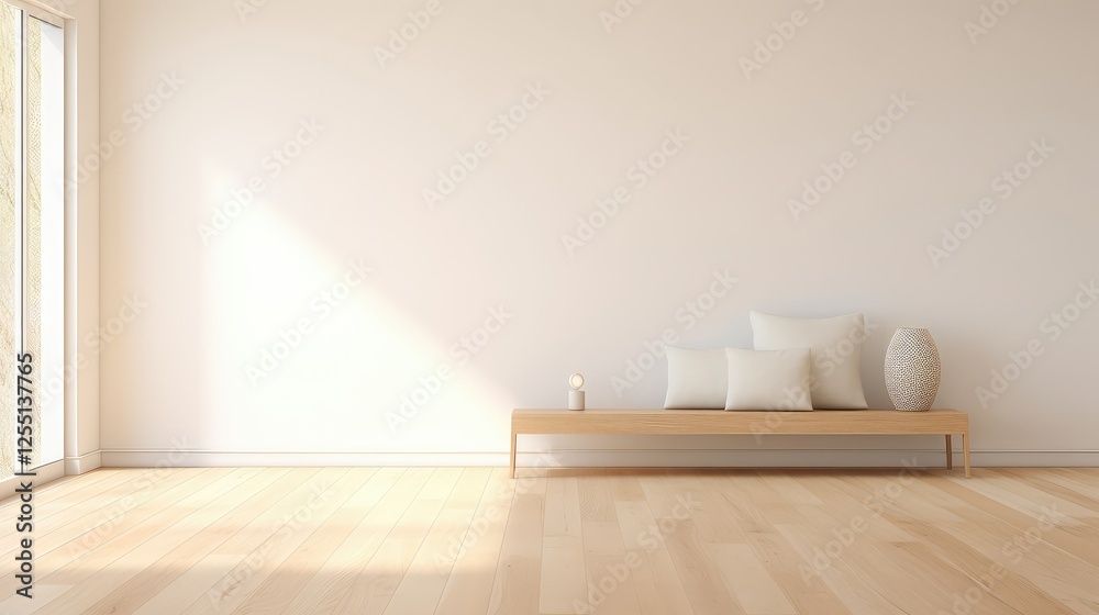 Fototapeta premium minimalist wood floor wall