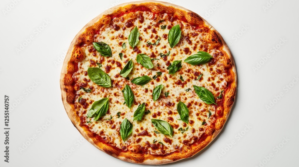 A delicious pizza topped with fresh basil leaves, showcasing a perfect blend of cheese and savory ingredients on a golden crust. A delicious pizza topped with fresh basil leaves, showcasing a perfect blend of cheese and savory ingredients on a golden crust.