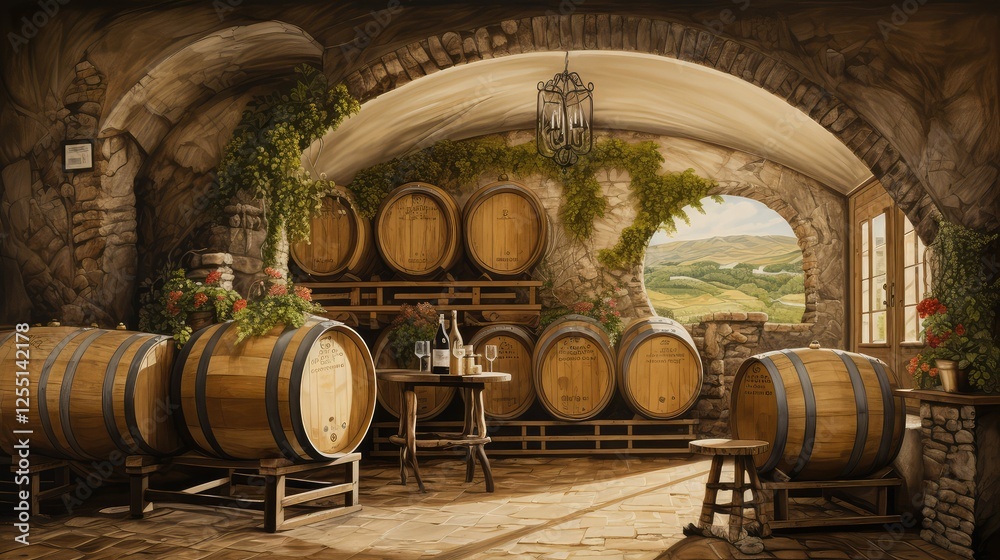 Naklejka premium vineyards wine drawing