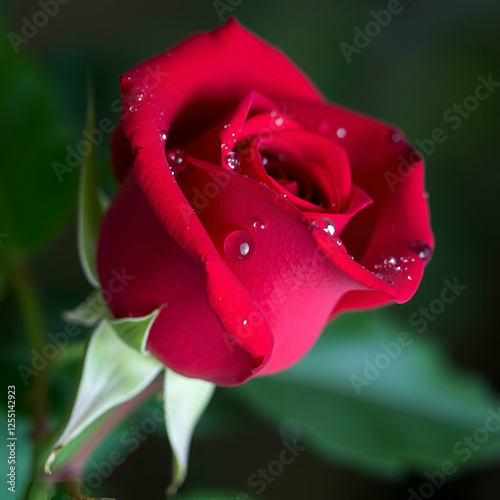red rose with dew drops