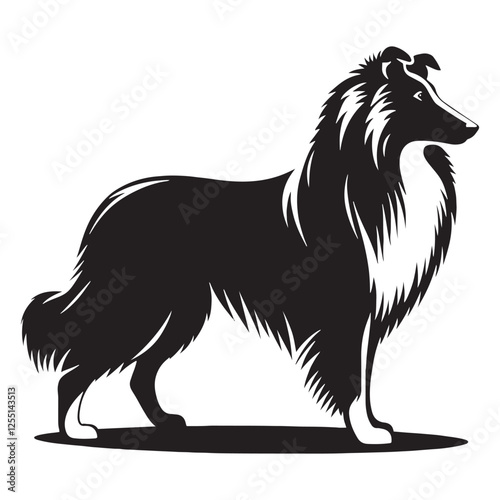 Strong and loyal Collie silhouette with a dignified presence - Collie illustration - minimal Collie vector - dog silhouette
