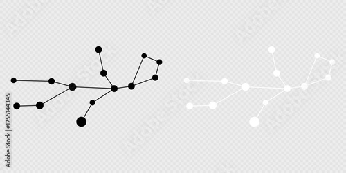 Virgo constellation map set. Vector illustration.