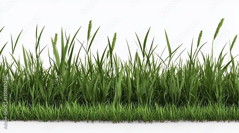 Lush Green Grass with Tall Blades and Natural Texture Background