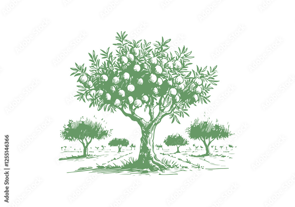 Obraz premium Lemon Plant hand drawn sketch vector