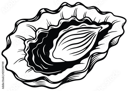 Silhouette of oyster isolated on a white background