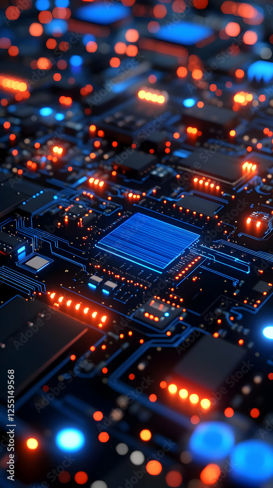Glowing Circuit Board Processor Data Center Tech Glowing Circuit Board Processor Data Center Tech