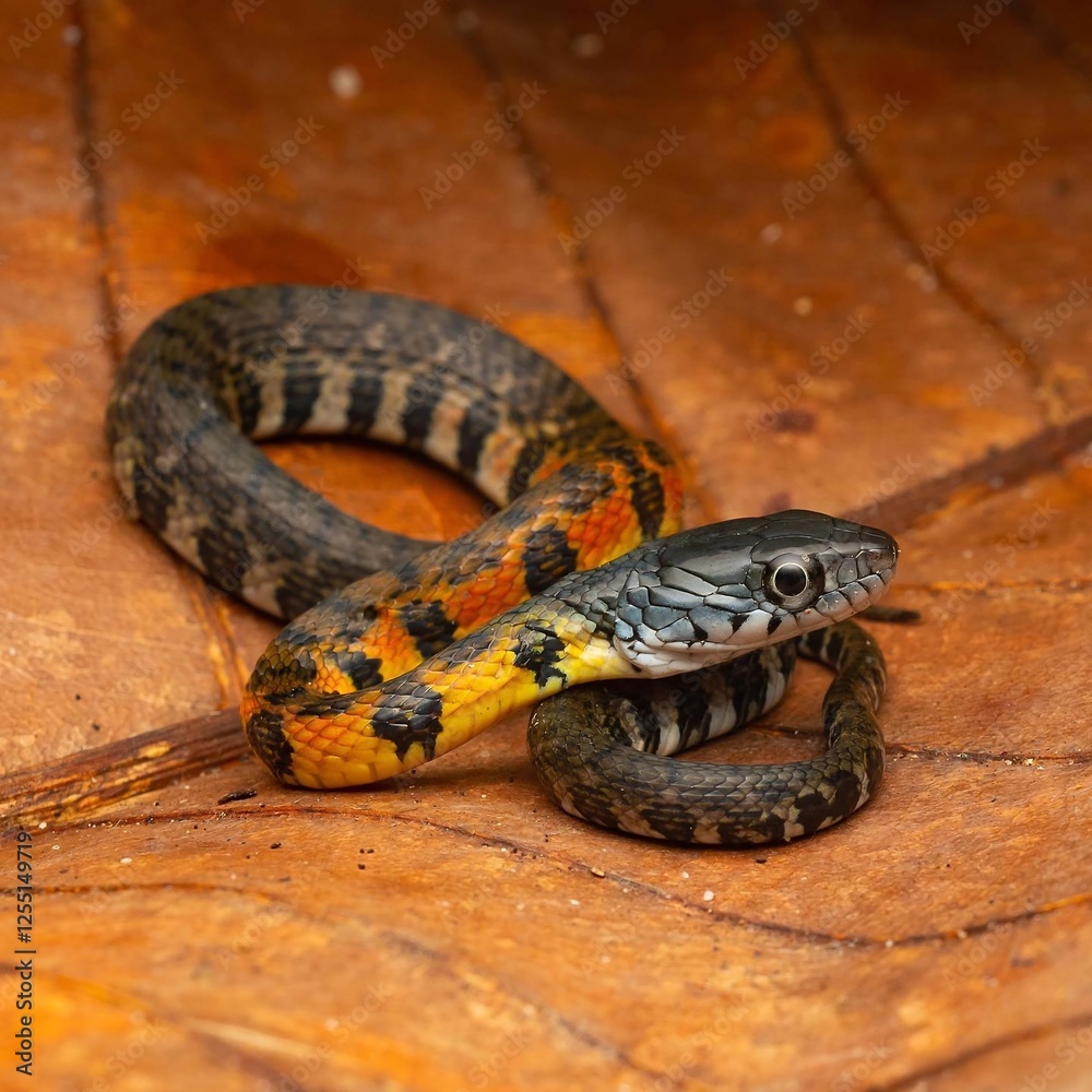 Colorful Snake on Brown Surface Colorful Snake on Brown Surface