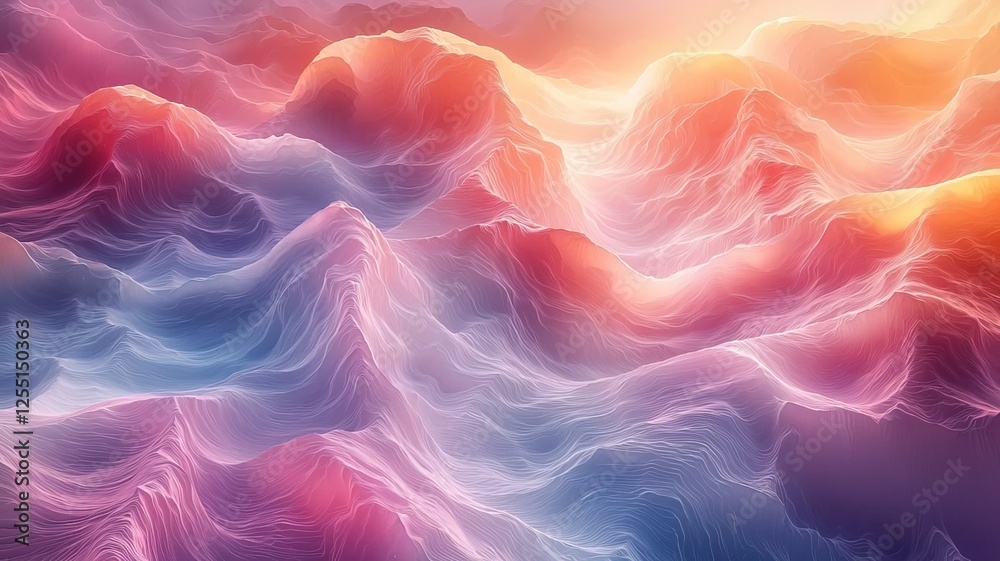 Fototapeta premium Vibrant abstract waves in soft pastel hues, evoking tranquility and creativity, perfect for modern design and inspirational themes.