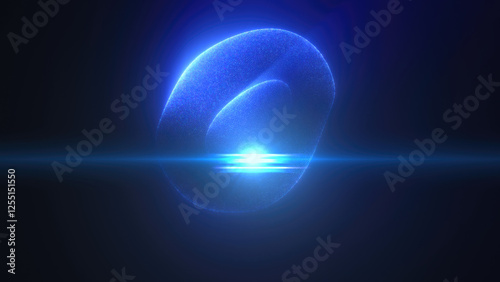 Fototapeta Naklejka Na Ścianę i Meble -  Abstract blue light particles forming a soft sphere shape against a dark background, emitting a radiant glow
