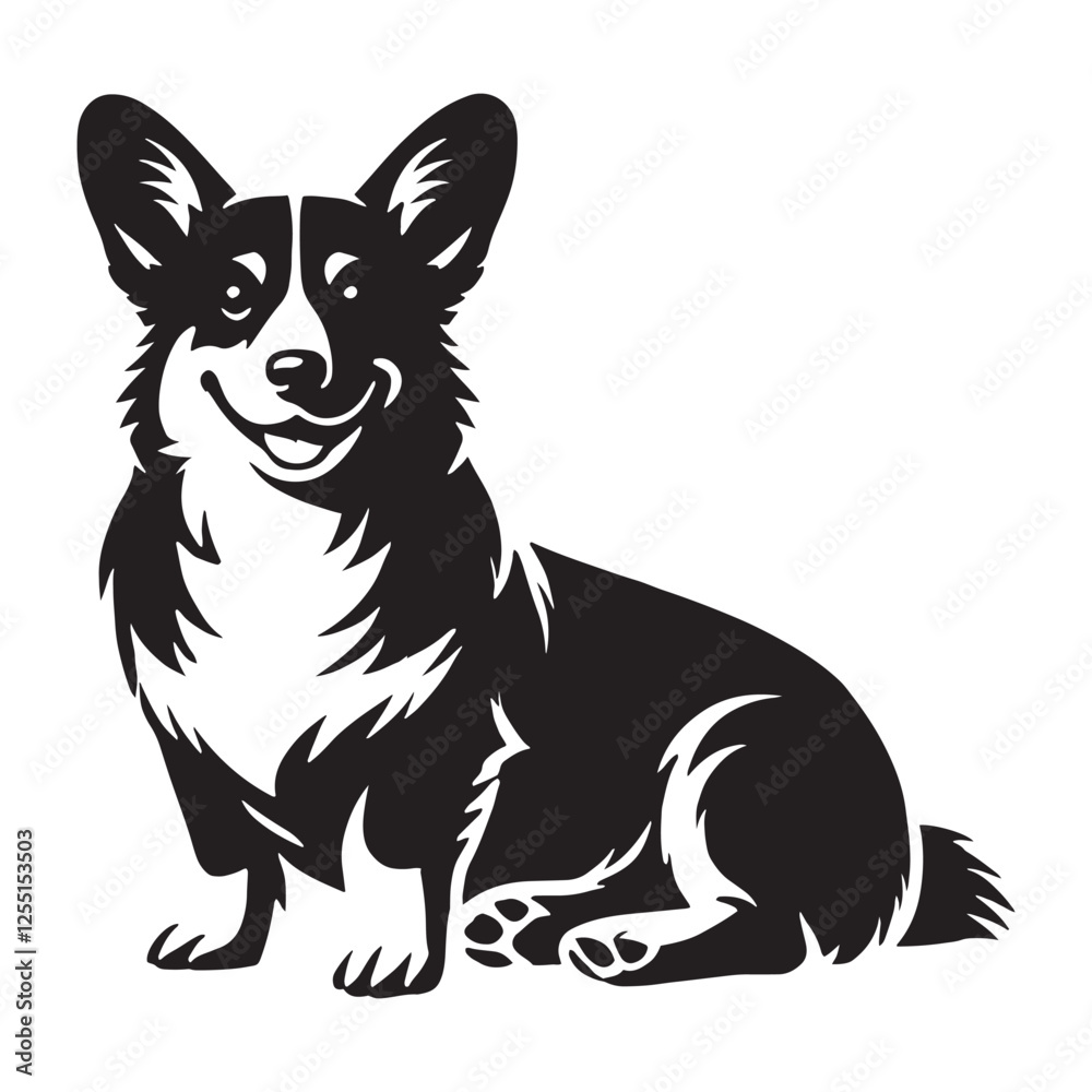 Fototapeta premium Minimalist Corgi silhouette perfect for sleek branding - Corgi illustration - minimal Corgi vector - dog silhouette 