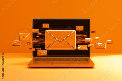Illustration of an email icon displayed on a laptop screen.