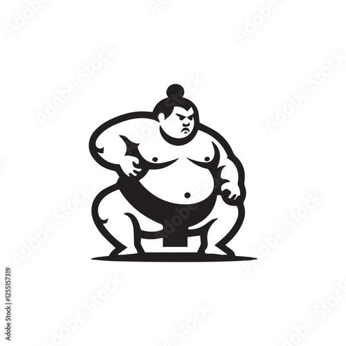 Sumo fight silhouette vector illustration