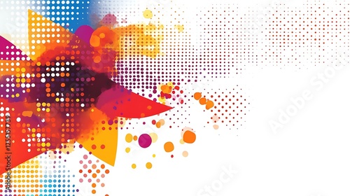 Wallpaper Mural Abstract colorful shapes with halftone dots. Possible use background design Torontodigital.ca