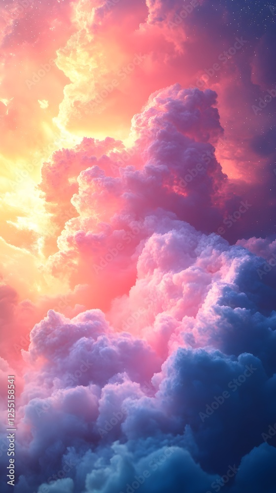 Fototapeta premium A pastel-based gradient mesh blending cool sky tones into soft peach hues.