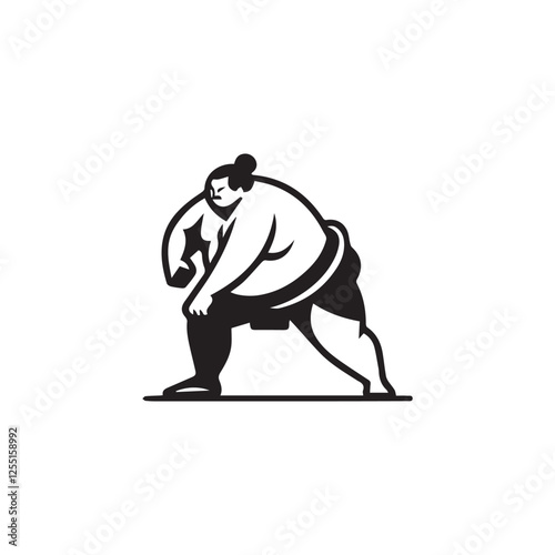 Sumo fight silhouette vector illustration