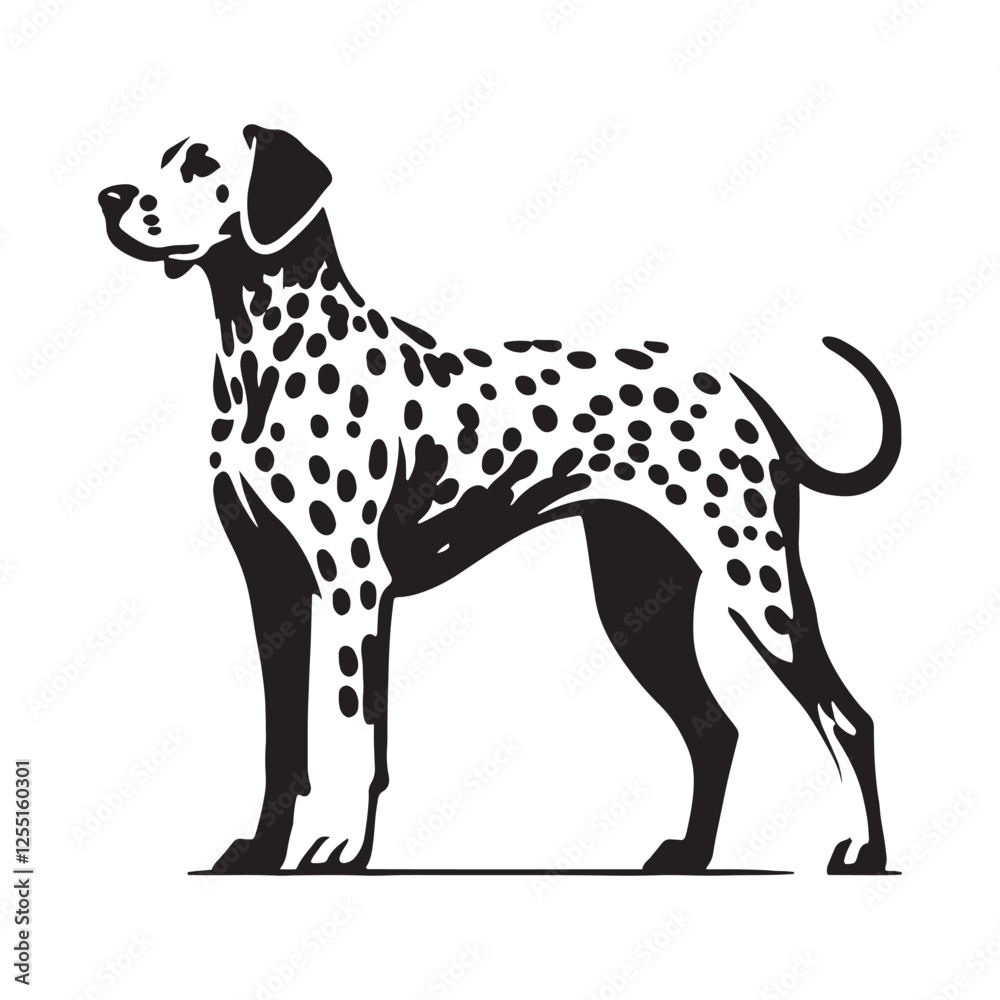 Graceful Dalmatian silhouette with a strong and defined shape - Dalmatian illustration - minimal Dalmatian vector - dog silhouette
Graceful Dalmatian silhouette with a strong and defined shape - Dalmatian illustration - minimal Dalmatian vector - dog silhouette