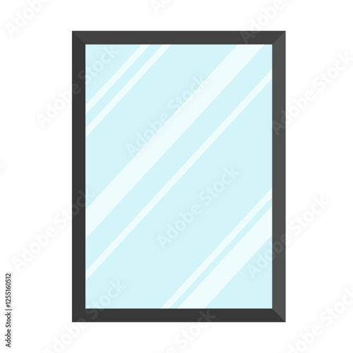 modern mirror with black frame flat vector illustration