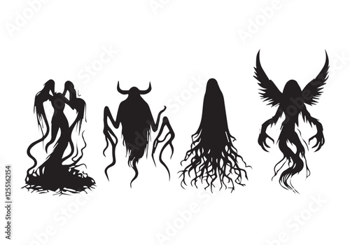 Horror ghost vector Scary character Ghost silhouette