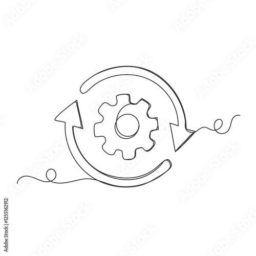 Continuous one line art refresh setting isolated vector illustration