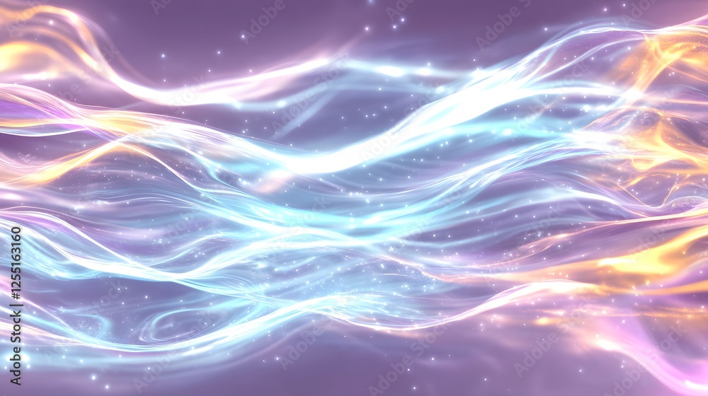Fototapeta premium Ethereal Waves of Light with Soft Colors and Sparkling Effects