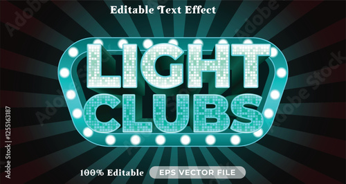 Light clubs editable text effect modern color shiny. glow Text style effect