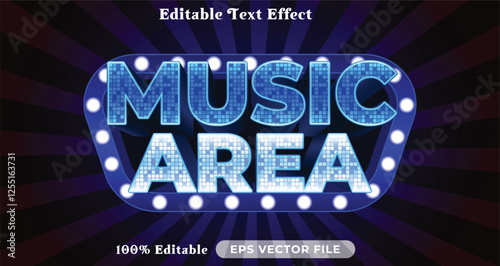 music area editable text effect modern color shiny. glow Text style effect