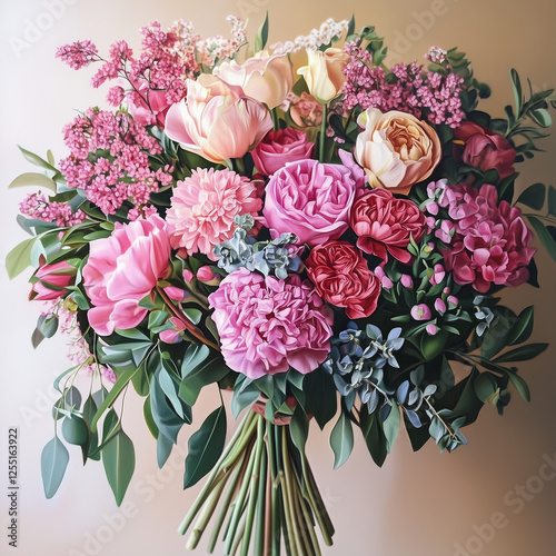 Bouquet of flowers as a gift for mother. Beautiful and fragrant. Spring flower photo