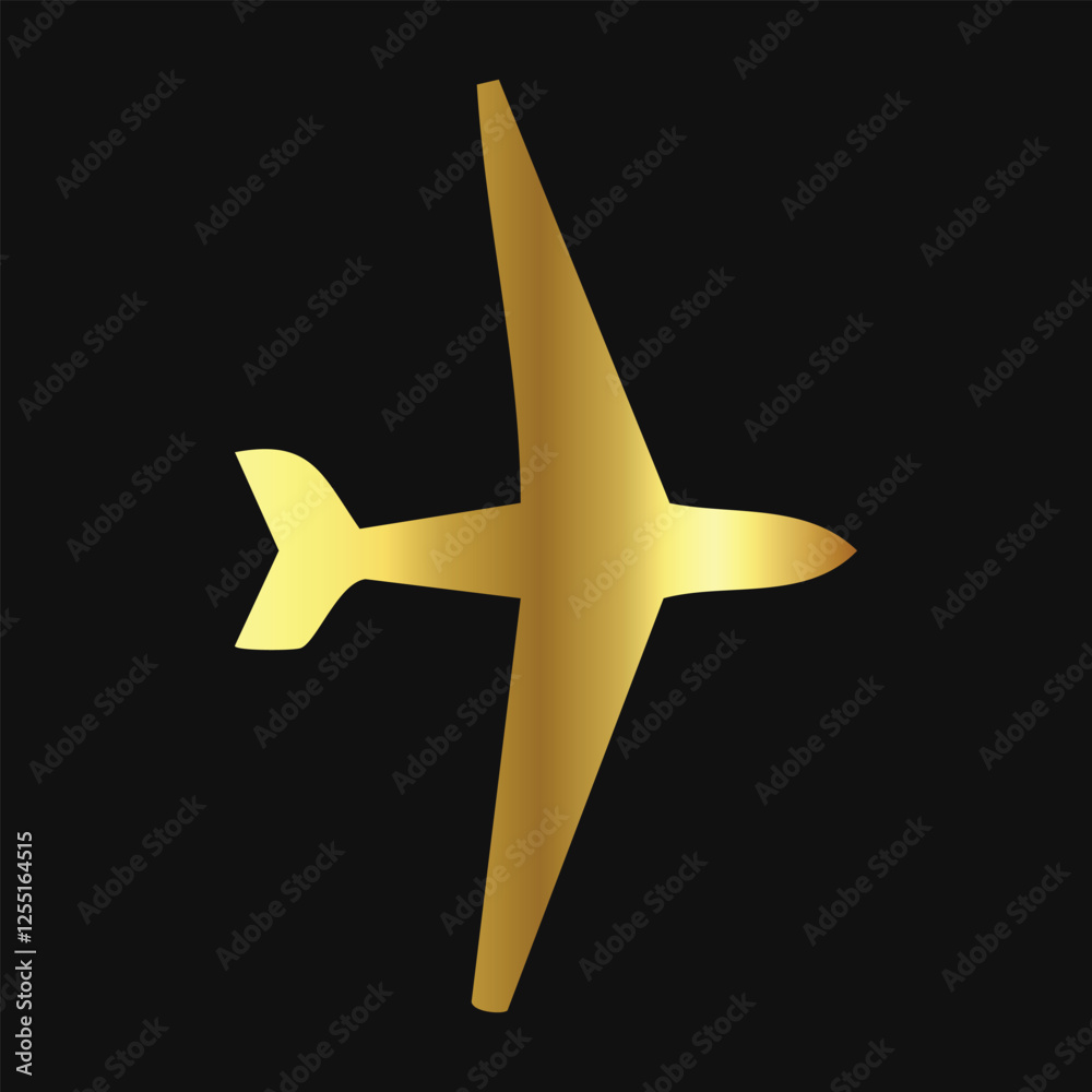Luxury-Themed Airplane Silhouette in Gold Finish Luxury-Themed Airplane Silhouette in Gold Finish