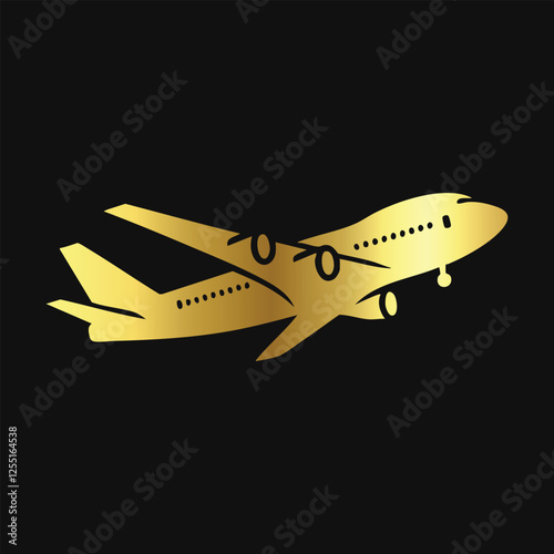Jet Silhouette in Gold for Premium Travel Concepts

