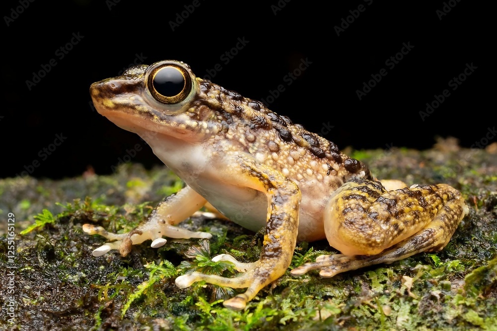 Close-Up of a Colorful Frog on Mossy Rock Close-Up of a Colorful Frog on Mossy Rock