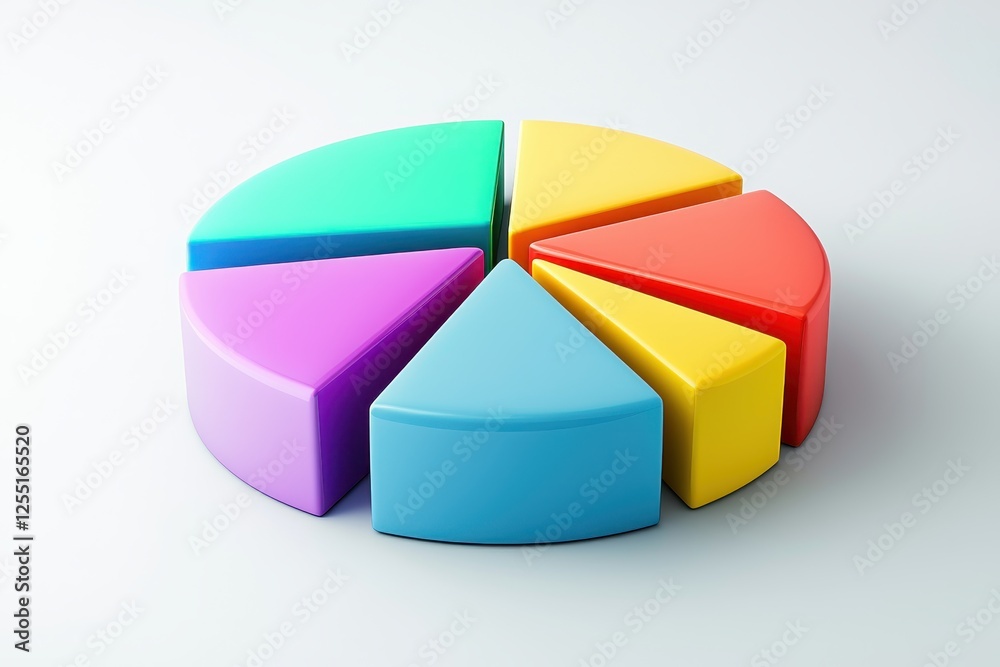 Fototapeta premium Pastel Colored Pie Chart Segments Displaying Data Overview