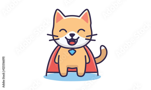 A cute cat with tiny fangs, wearing a cape.