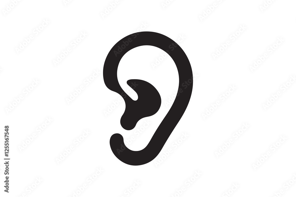ear icon vector silhouette isolated in white background ear icon vector silhouette isolated in white background