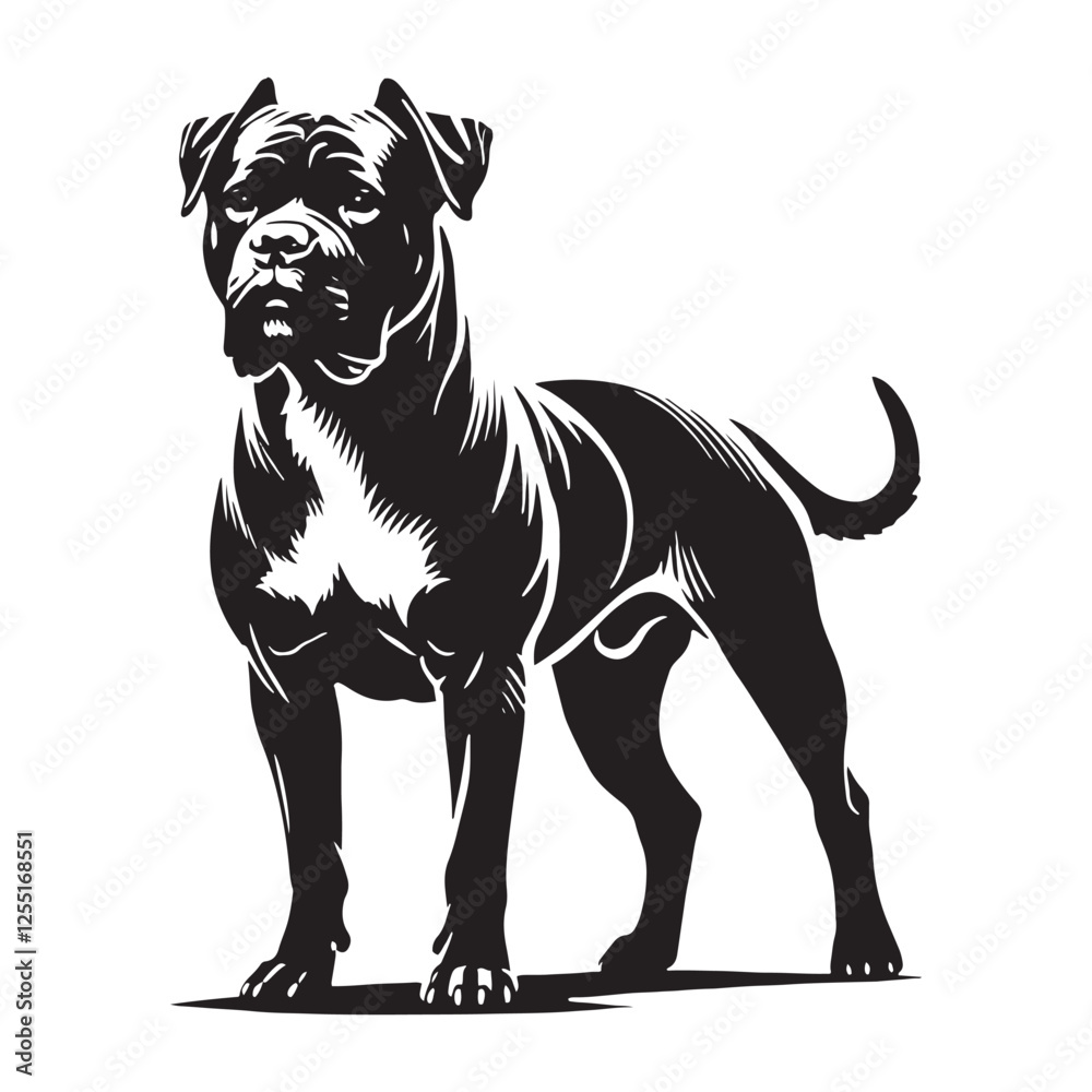 Obraz premium Striking Dogo Argentino silhouette with precision-crafted lines - Dogo Argentino illustration - minimal Dogo Argentino vector - dog silhouette 