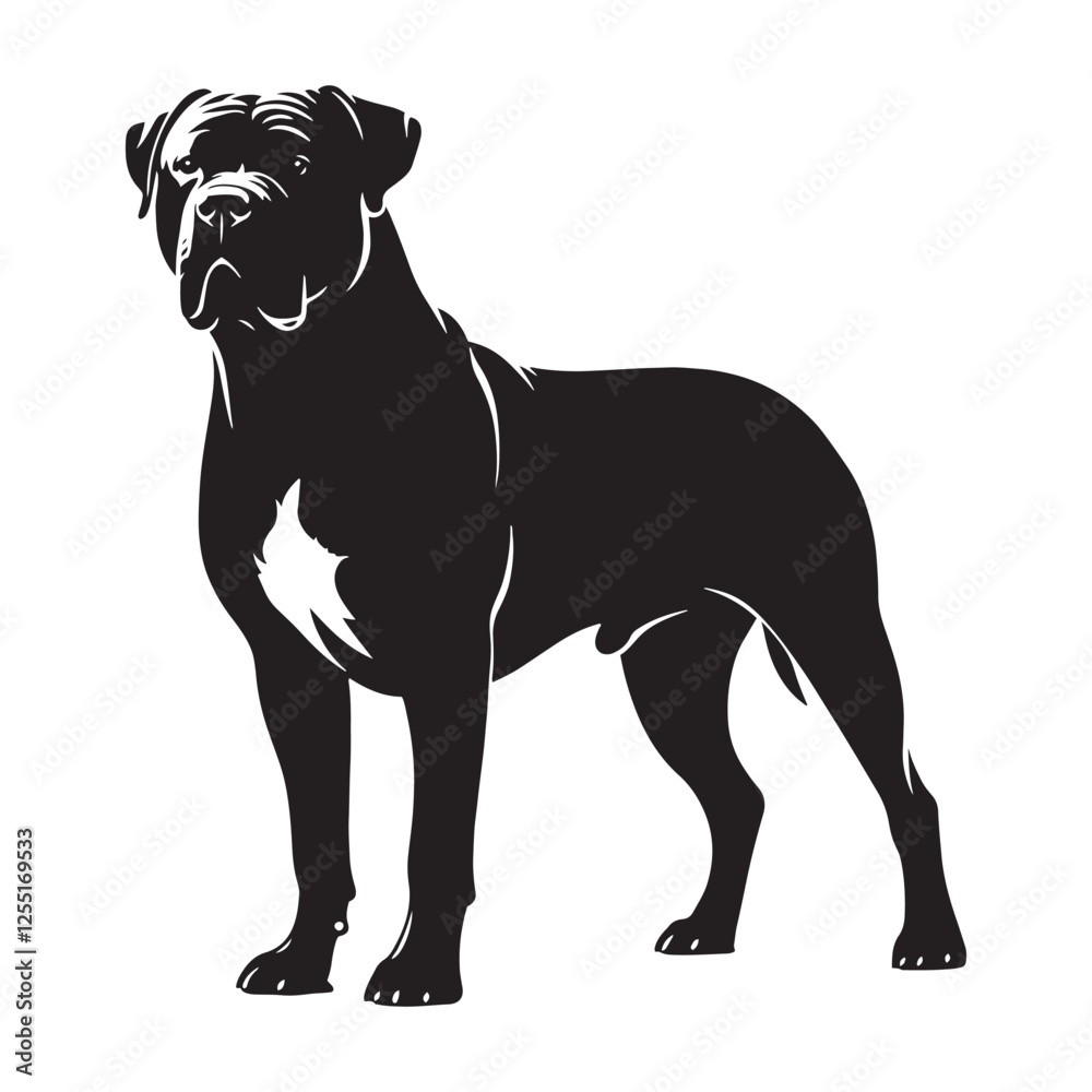 Obraz premium Elegant Dogo Argentino silhouette featuring a poised posture - Dogo Argentino illustration - minimal Dogo Argentino vector - dog silhouette 