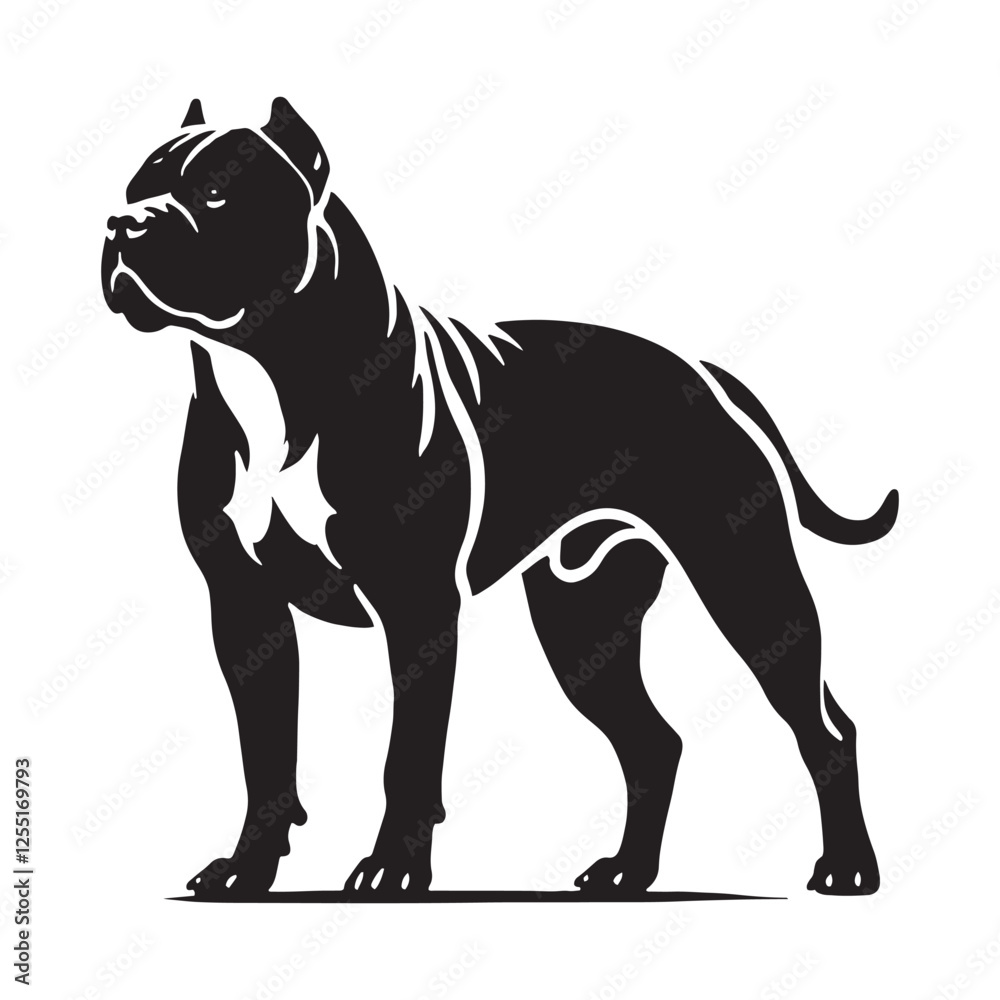 Fototapeta premium Majestic Dogo Argentino silhouette showcasing its muscular build - Dogo Argentino illustration - minimal Dogo Argentino vector - dog silhouette 