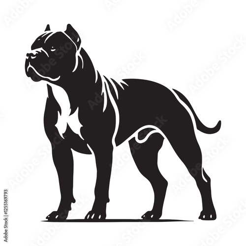 Majestic Dogo Argentino silhouette showcasing its muscular build - Dogo Argentino illustration - minimal Dogo Argentino vector - dog silhouette
