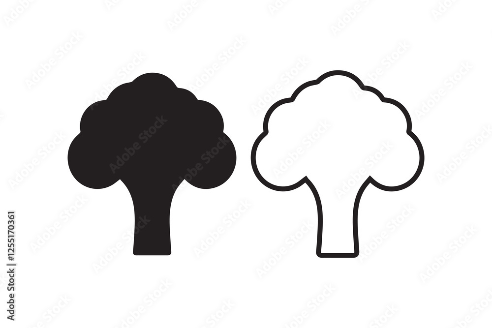 broccoli icon vector silhouette isolated in white background broccoli icon vector silhouette isolated in white background