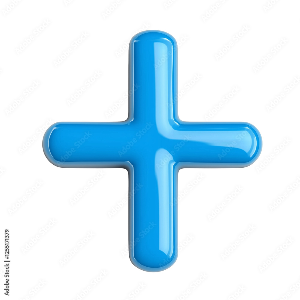 3D icon of blue plus sign symbol isolated on transparent white background 3D icon of blue plus sign symbol isolated on transparent white background