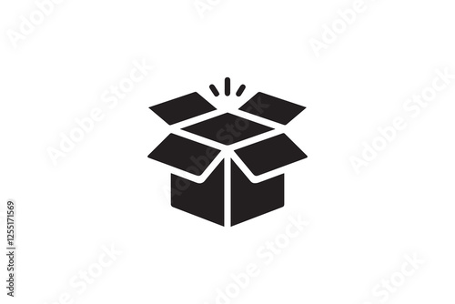 open box vector silhouette isolated in white background